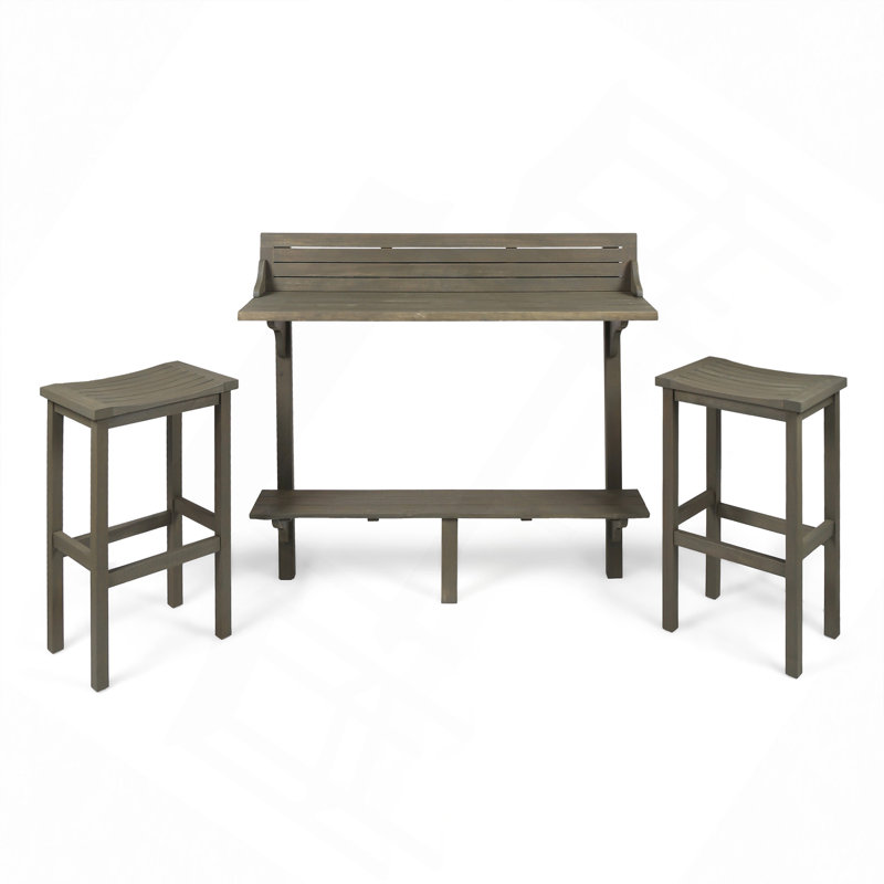 Ensemble de bar 3 pièces avec tablette inférieure et 2 tabourets