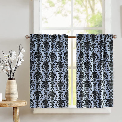 Poplin Damask Floral Cafe Tier Curtains
