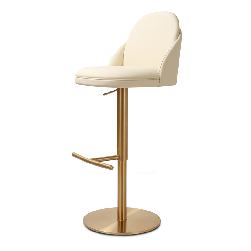 Finta 360 Degree Swivel Counter Stool, Off White/Gold