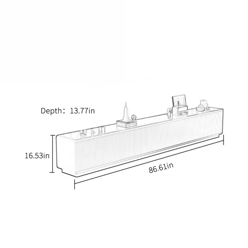 Modern minimalist grid design sense TV cabinet, 86.61"