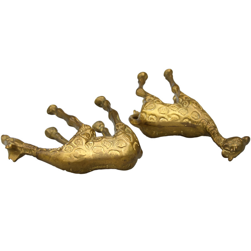 Handmade Americana Brass Giraffe Figurines- S/2