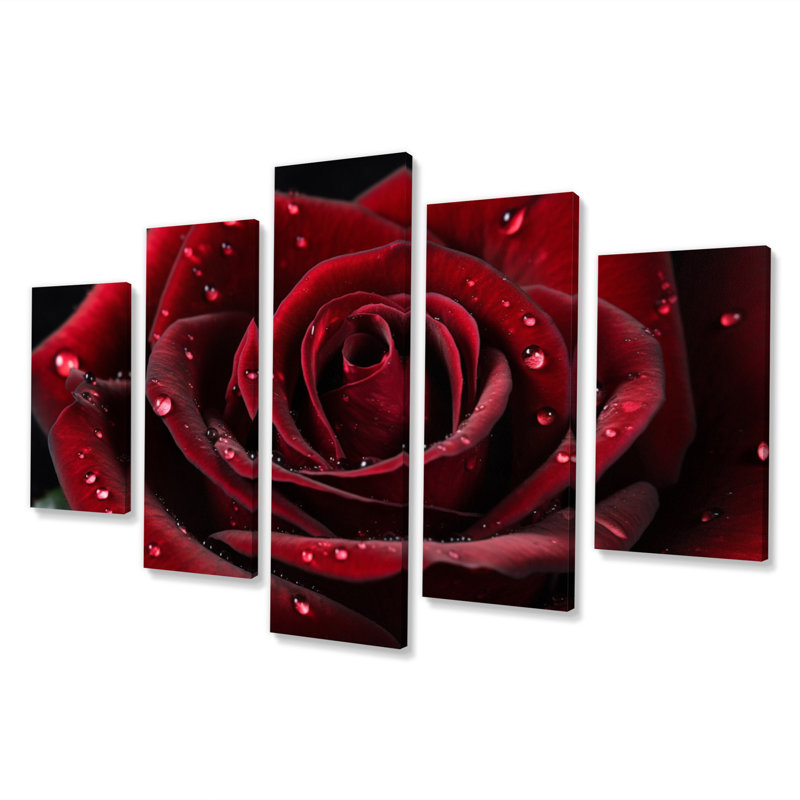 Frisby - impression sur toile florale - 5 panneaux