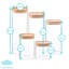 Argon Tableware - Square Glass Storage Jars with Wooden Lids - 5 Piece Set