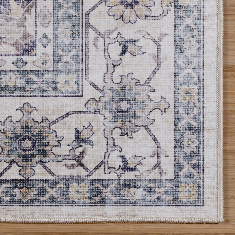Tapis intérieur ivoire multi-médaillons Samira Tiefi, Tapis de couloir 2 pi 2 po x 6 pi