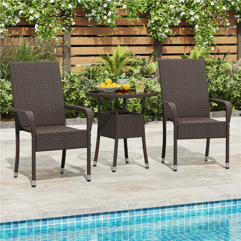 Stackable Outdoor Patio Dining Armchair, Brown