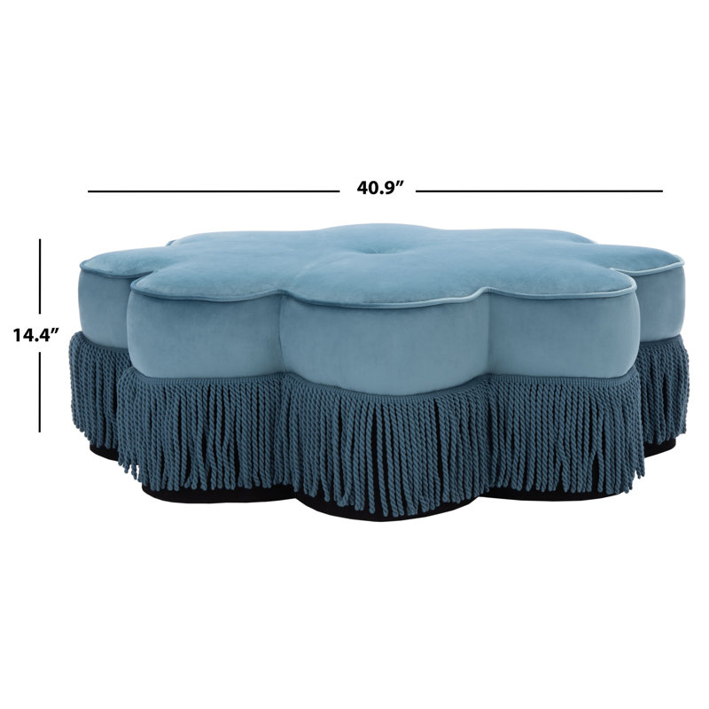 Everly Quinn Khan 40.9" Velvet Flower Ottoman