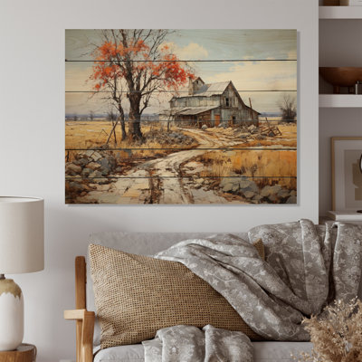 «Lammert Countryside Rustic Barn Patchwork II», reproduction sur bois