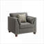 Fauteuil décoratif en lin gris anthracite pour adultes Laurissa, siège simple rembourré avec 3 coussins décoratifs inclus