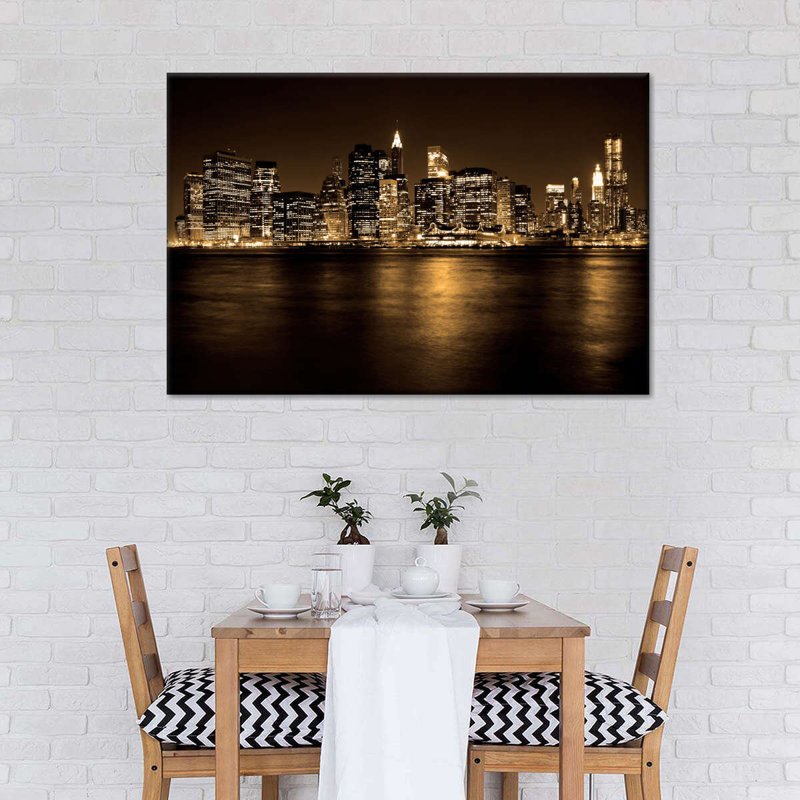 «Manhattan NYC Skyline» sur impression sur toile, H 30 po x l 45 po x P 1,25 po