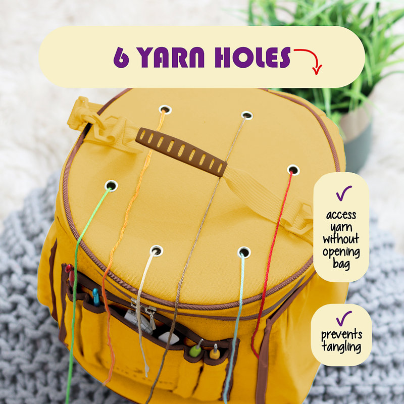 Sac de rangement en crochet et accessoires, Moutarde