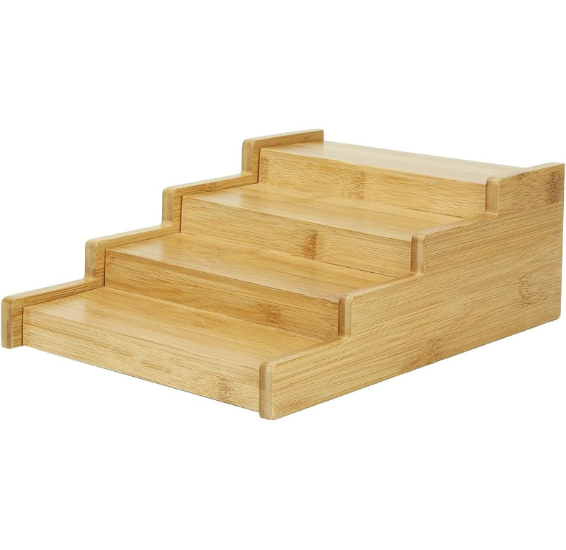 Freestanding Bamboo Spice Rack with Adjustable Racks