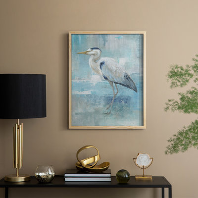 Blue Heron II, reproduction encadrée - bois massif