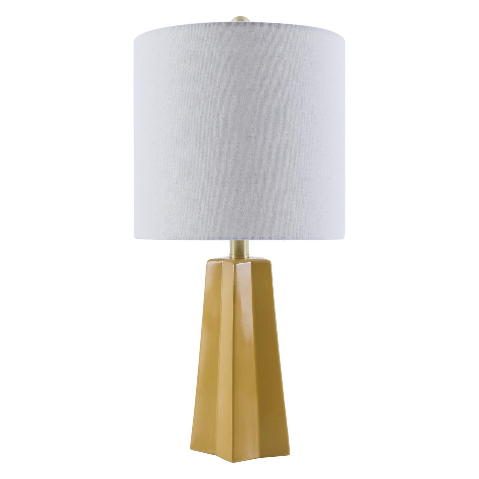 Magalie 1-Light Ceramic Table Lamp with Linen Drum Shade , Yellow, White