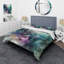 Ensemble de housse de couette en microfibre / polyester vert mauve marbré-80485859