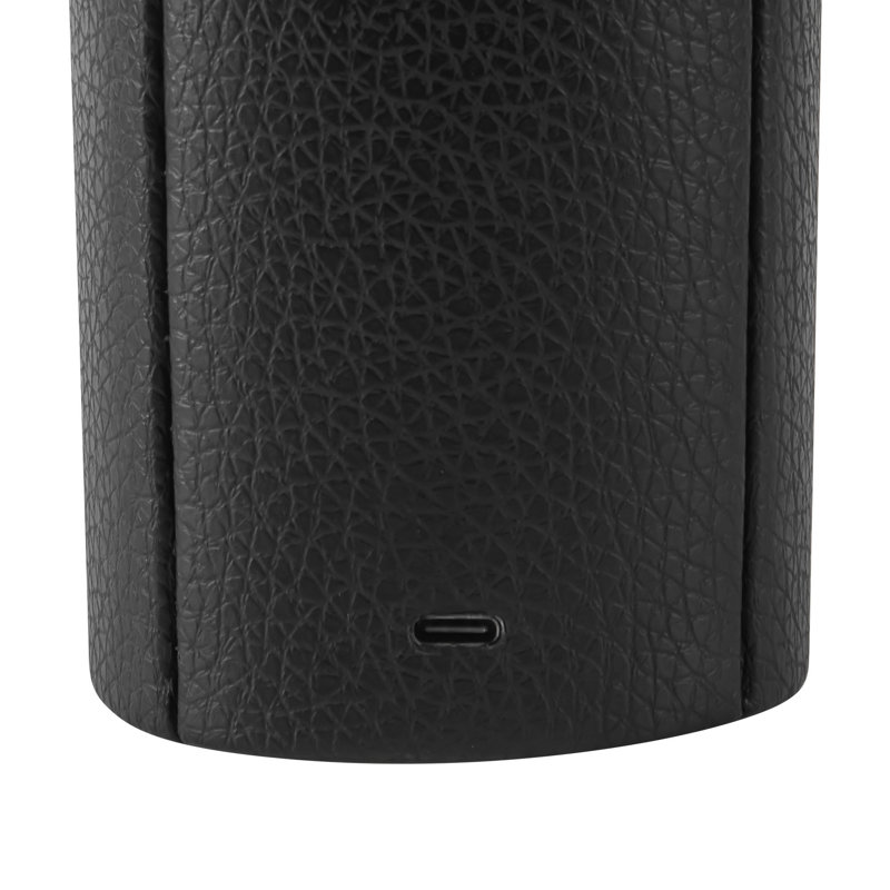 Folio 10-in Black dimmable LED Table Lamp, Brown Vegan Leather