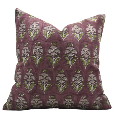 Fabdivine Mormukut Artisan Block Print Pillow Handmade Linen Cushion for Home size- 18x18 Inch