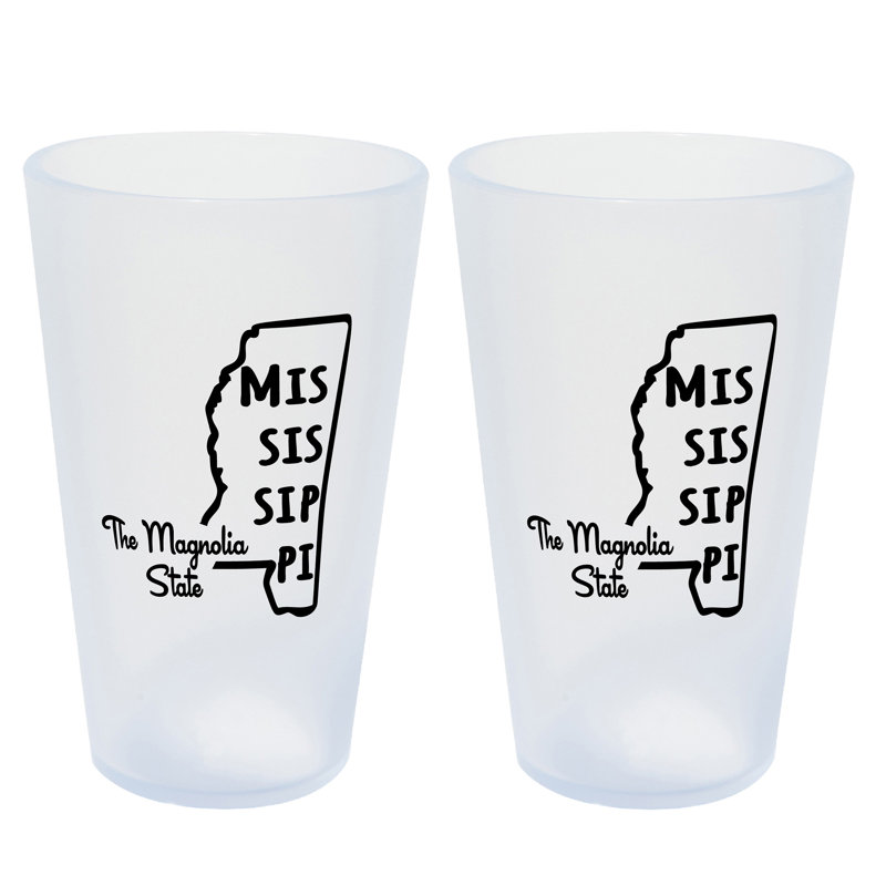 Silipint: Verres State Pint 16 oz: paquet de 2 - Mississippi - verres en silicone à glaçons incassables