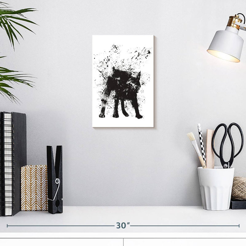 Brampt chien abstrait noir, H 12 po x l 8 po