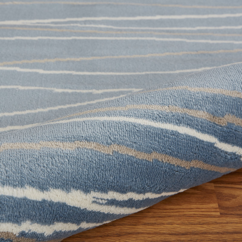 Tapis bleu abstrait Ky, Rectangle 5 pi 2 po x 7 pi 2 po