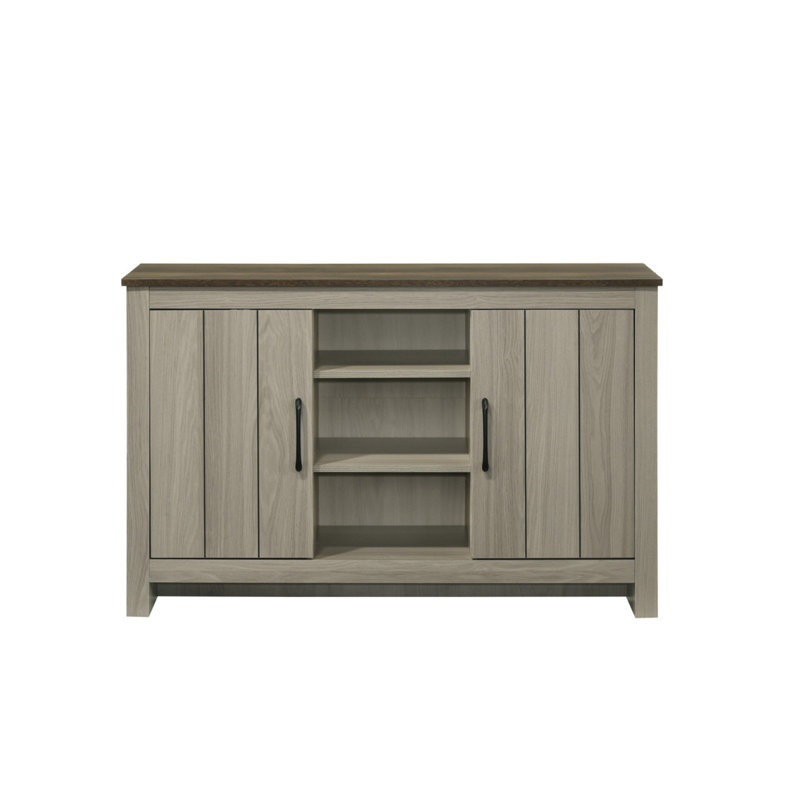 Armoire à finition chêne gris avec tablettes et portes d'armoire