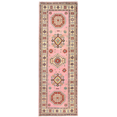Pink Tribal 3X8 Kazak Oriental Runner Rug