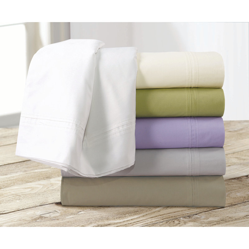 100% Cotton Sheet Set, Green, Twin Sheet Set + Fitted Sheet + 1 Pillowcase