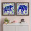 «Painted Elephant I», ensemble de 2 peintures sur toile encadrées-1830222964-1830222971