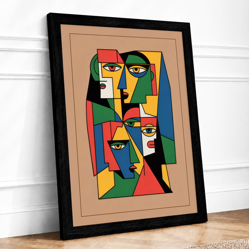 Fragmented Faces Cubism - Print, Black, A4 - 29.7 x 21.0 cm