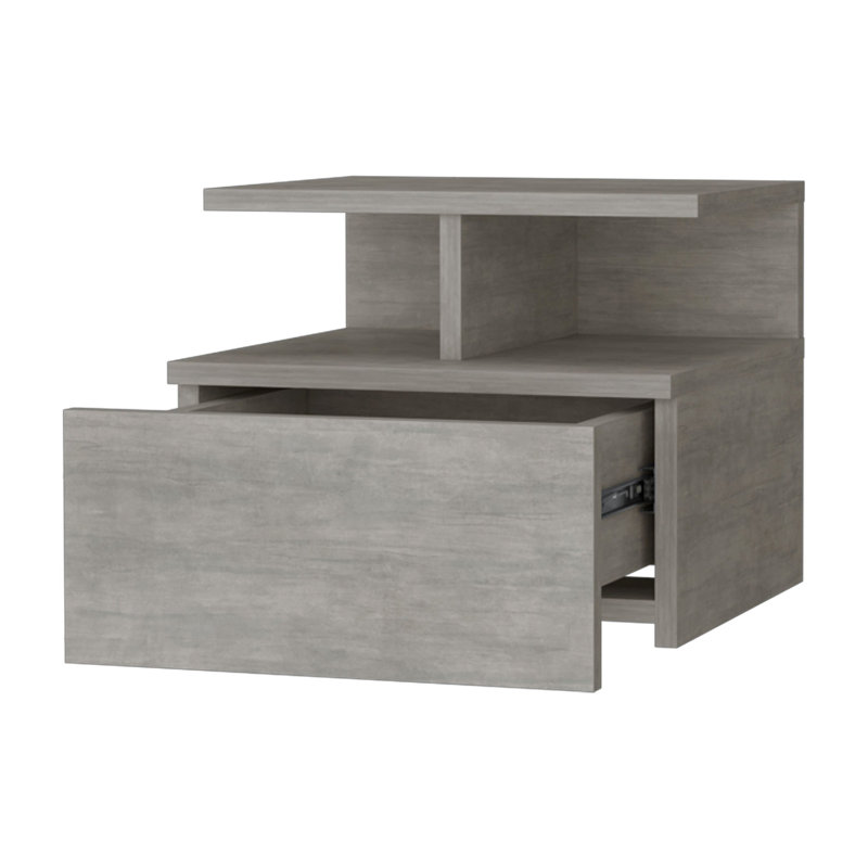 Table de chevet flottante à 2 niveaux, Gris