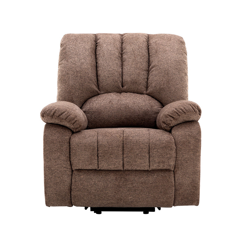 Esquiel 92cm Wide Velvet Lift Assist Standard Recliner with Massager, Brown