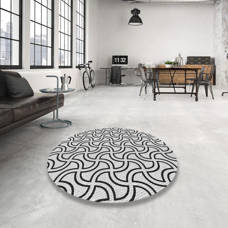 Tapis gris Power Loom, Rond 3 pi
