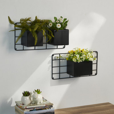 Jardinières murales verticales en métal noir L 20 po (KD)