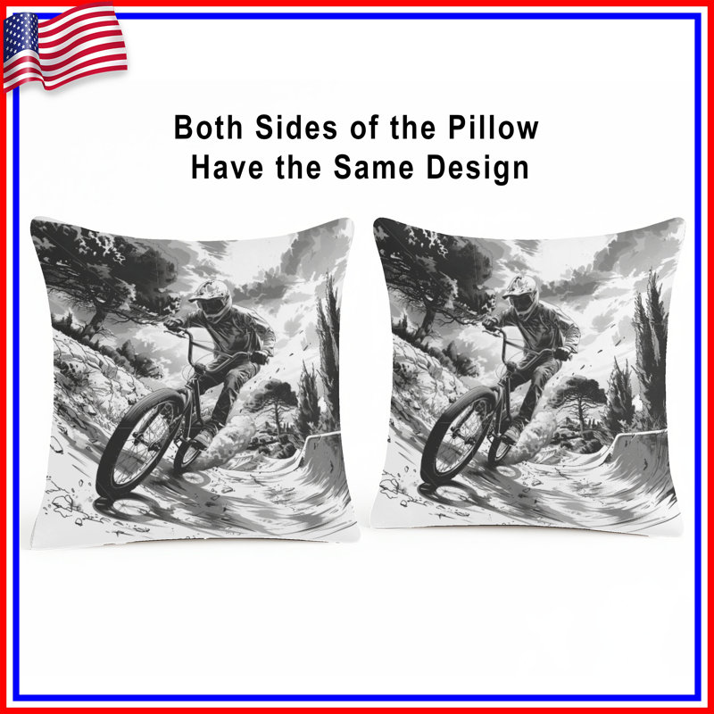 Coussin Cycling, coussins décoratifs double face, 16 po x 16 po