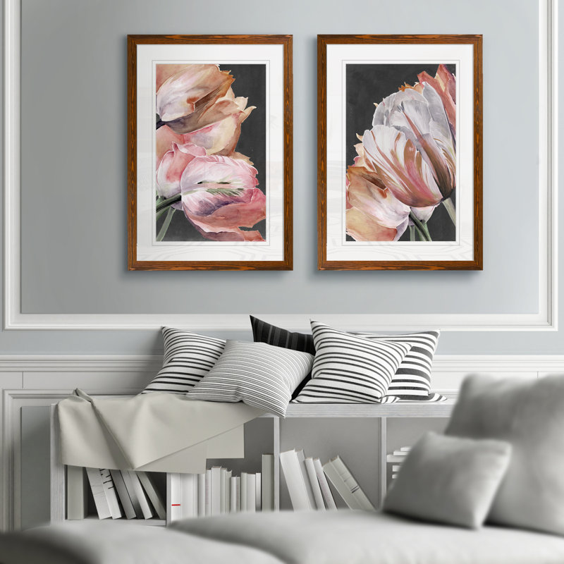 « pastel perroquet tulipes iii » par vincent van gogh, ensemble de 2 reproductions d’art sur cadre photo, Blanc