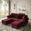 Canapé Chesterfield de style Mid-Century moderne avec revêtement en velours, garniture cloutée et accoudoirs roulés, comprend 3 coussins, bourgogne-460865425