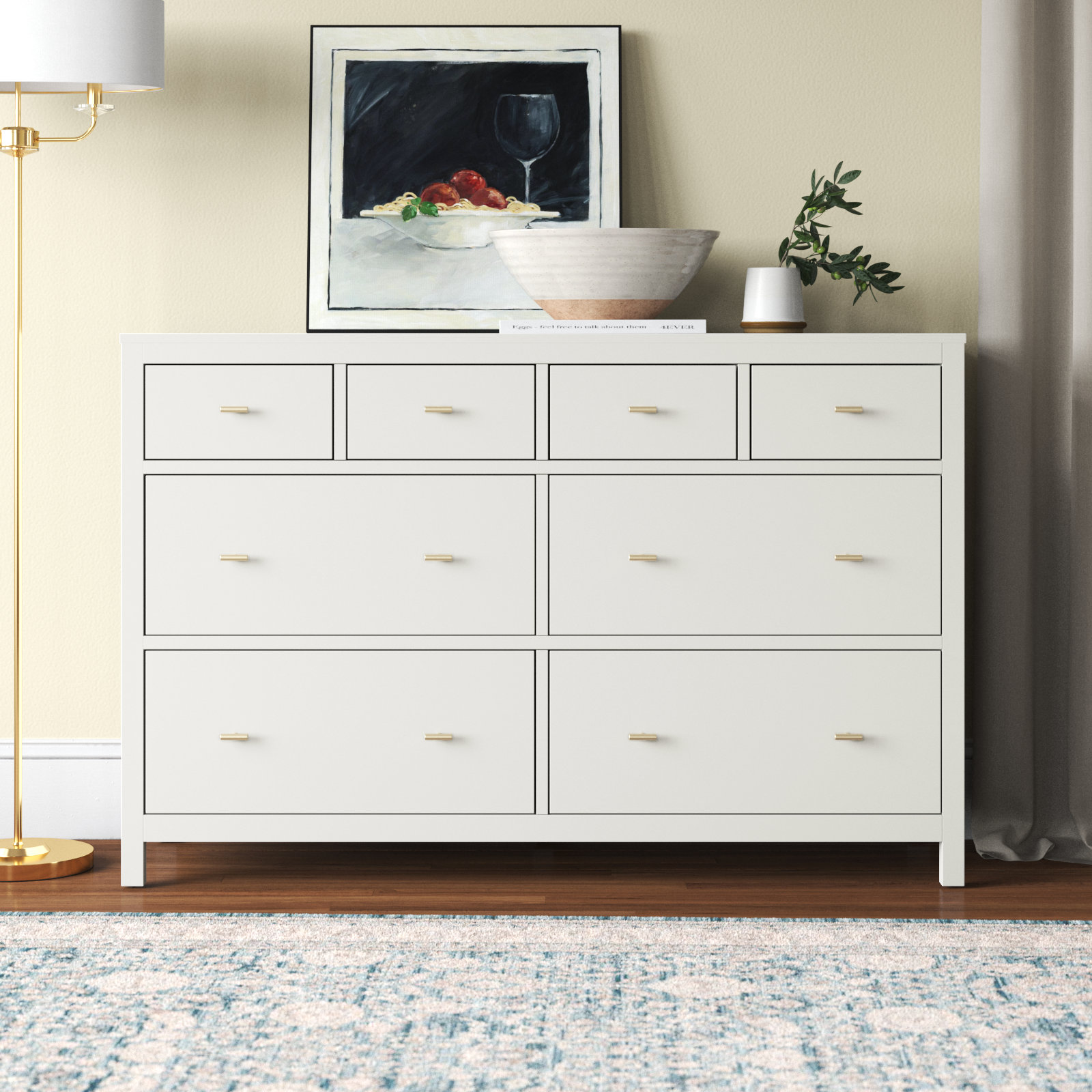 Three Posts™ Kowalsky 8 Drawer 57.99" W Double Dresser & Reviews | Wayfair