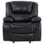 Fauteuil inclinable manuel Mila, similicuir noir, accoudoirs coussinés