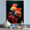 Magnifique papillon bleu et orange V sur toile