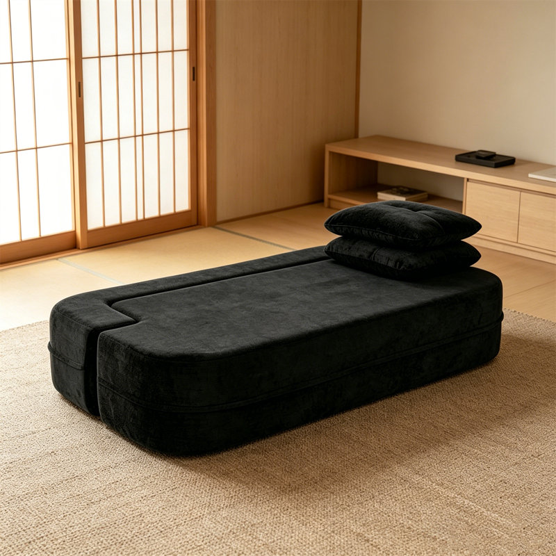 Canapé-lit convertible en chenille gris foncé 77 po 77 po, canapé-lit pliable avec housses amovibles, canapé-lit multifonctionnel pour petits appartements, salon, chambre d'amis