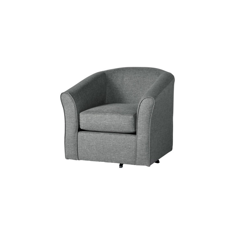 Bryn Upholstered Swivel Barrel Chair, Grey Polyester Blend