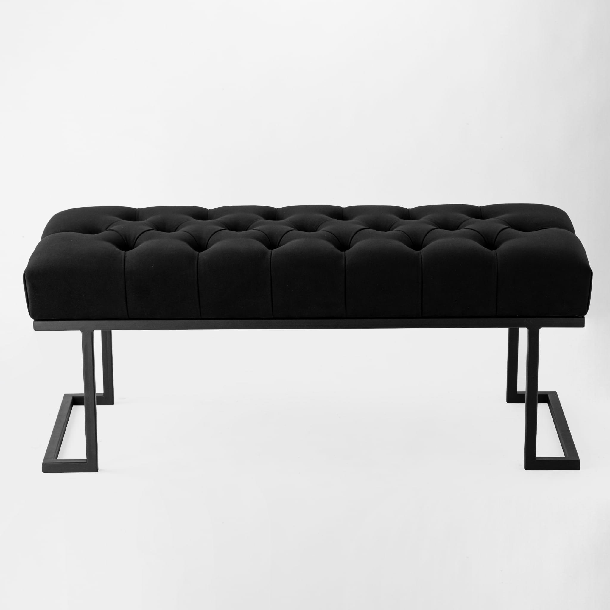 Upholstered black store bench