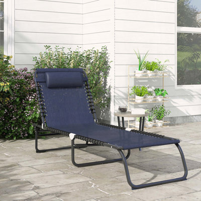 Chaise longue pliante avec inclinaison à 4 positions et siège élastique