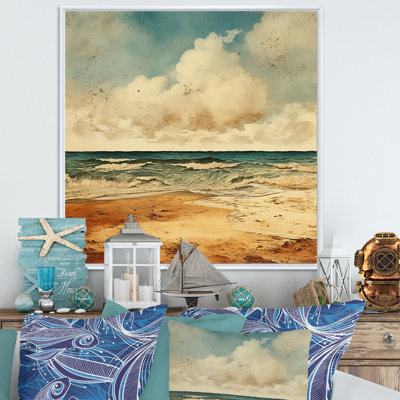 Vintage Beach Side Scenery II - Nautical & Beach Canvas Print