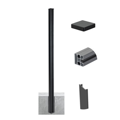 7.6ft H Aluminum In-Ground Fence Post - Set Of 1 (In-ground 1.6ft, Groud 6ft )