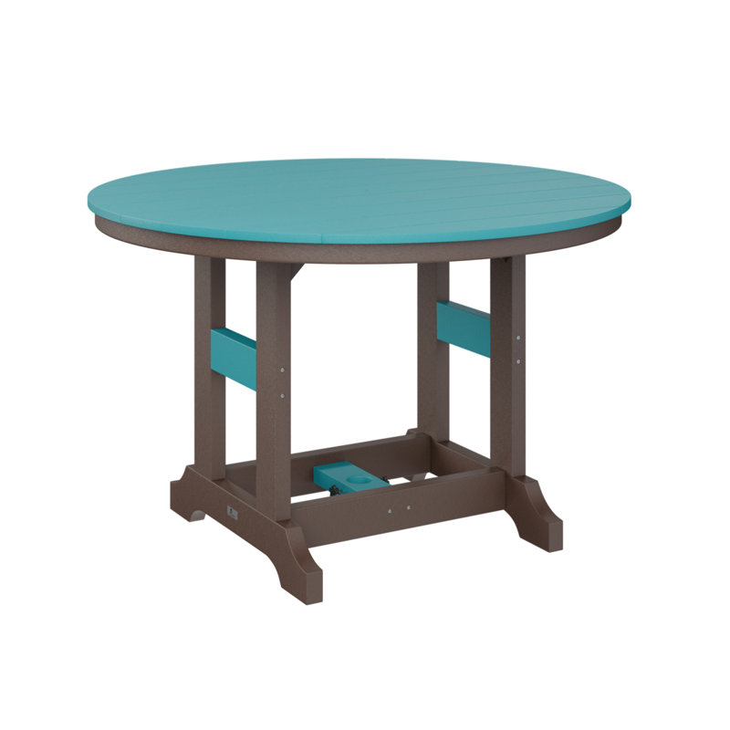 Garden Classic Outdoor Round Bar Table, 39.5" H x 48" W x 48" D, Chocolate Brown, Aruba Blue