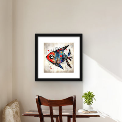 Fish gaze - Minimalist Bedroom Framed Matted Print for Decor