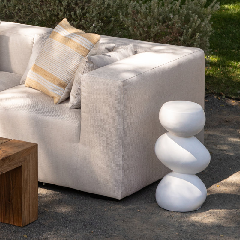 Serenade Concrete End Table, White