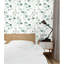 Papier peint adhésif à motif de feuilles d'eucalyptus vert / blanc bohème, 17,7 po x 32,8 pi, imperméable, amovible et auto-adhésif pour la maison, la chambre de bébé et la salle de bain