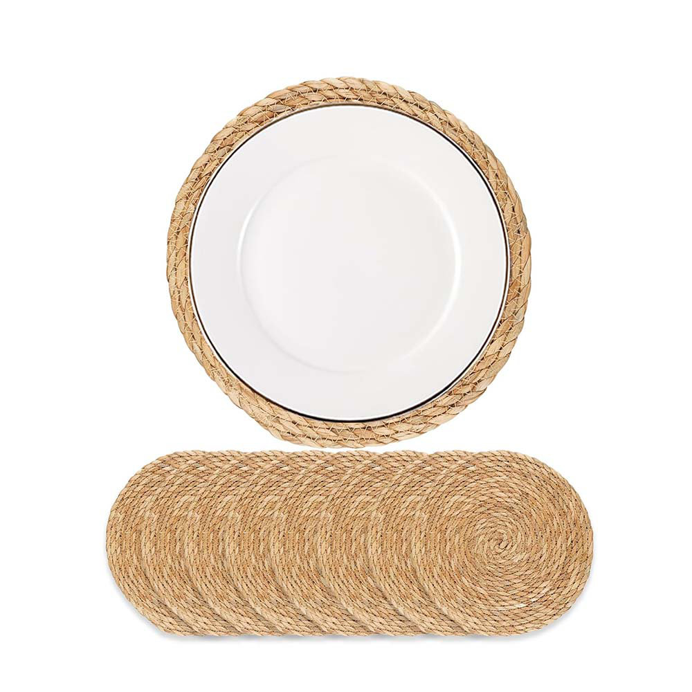 HELOMO Round Woven Placemats - Boho Rattan Placemats Natural Water ...