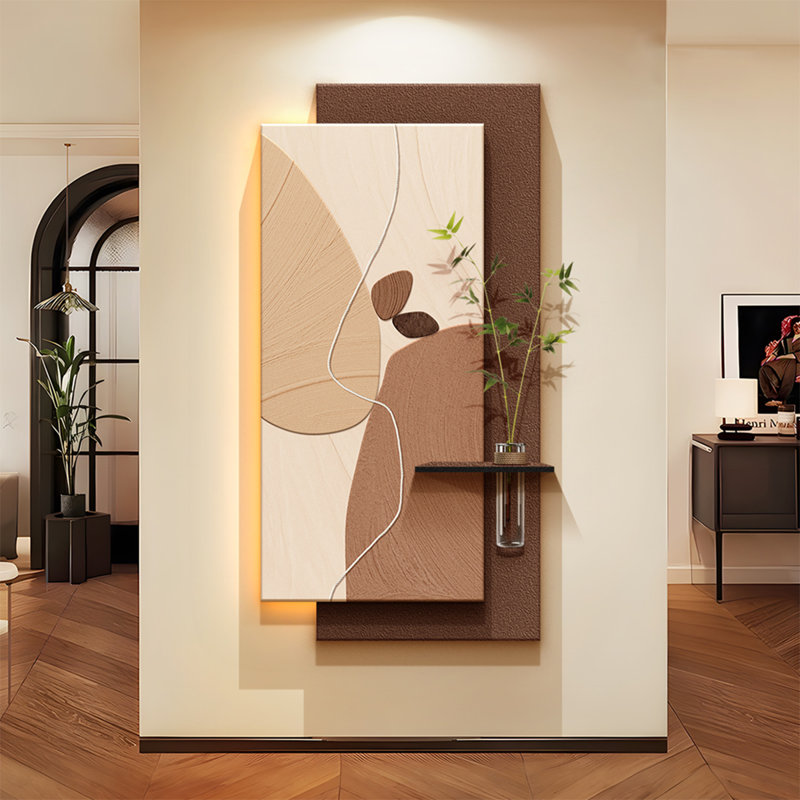 Art mural rectangulaire en grès, H 19,69 po x l 39,37 po, Café
